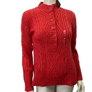 LIZ CLAIRBORNE MOCK NECK HALF BUTTON SPECKLE SWEATER SM‎ NWT